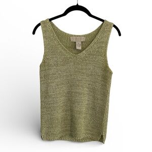 Norton McNaughton Women’s knit tank top Green/ cream size medium